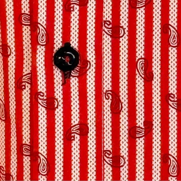 Bespoke Striped & paisley Men's Cotton Shirt contrast cuff size L button up - Picture 3 of 12